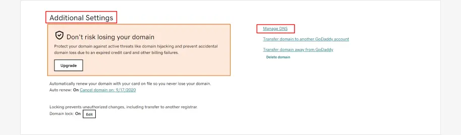 godaddy - list view of domains