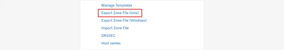 godaddy - export dns zone file