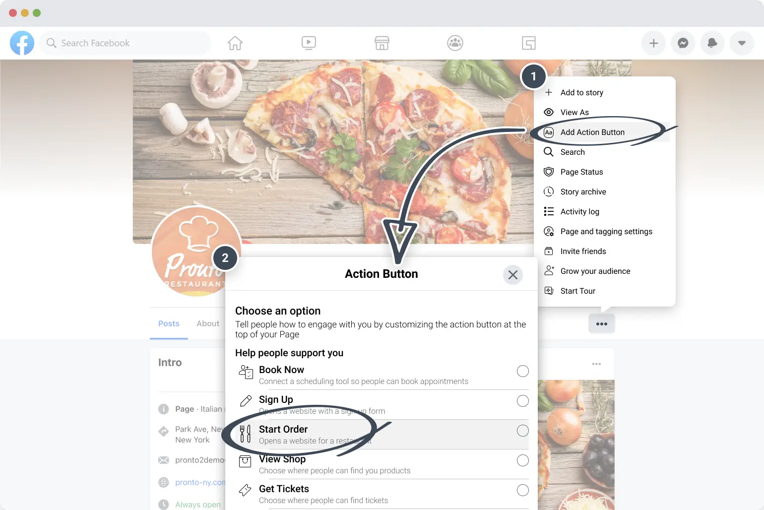 Postavite Facebook uslugu dostava hrane