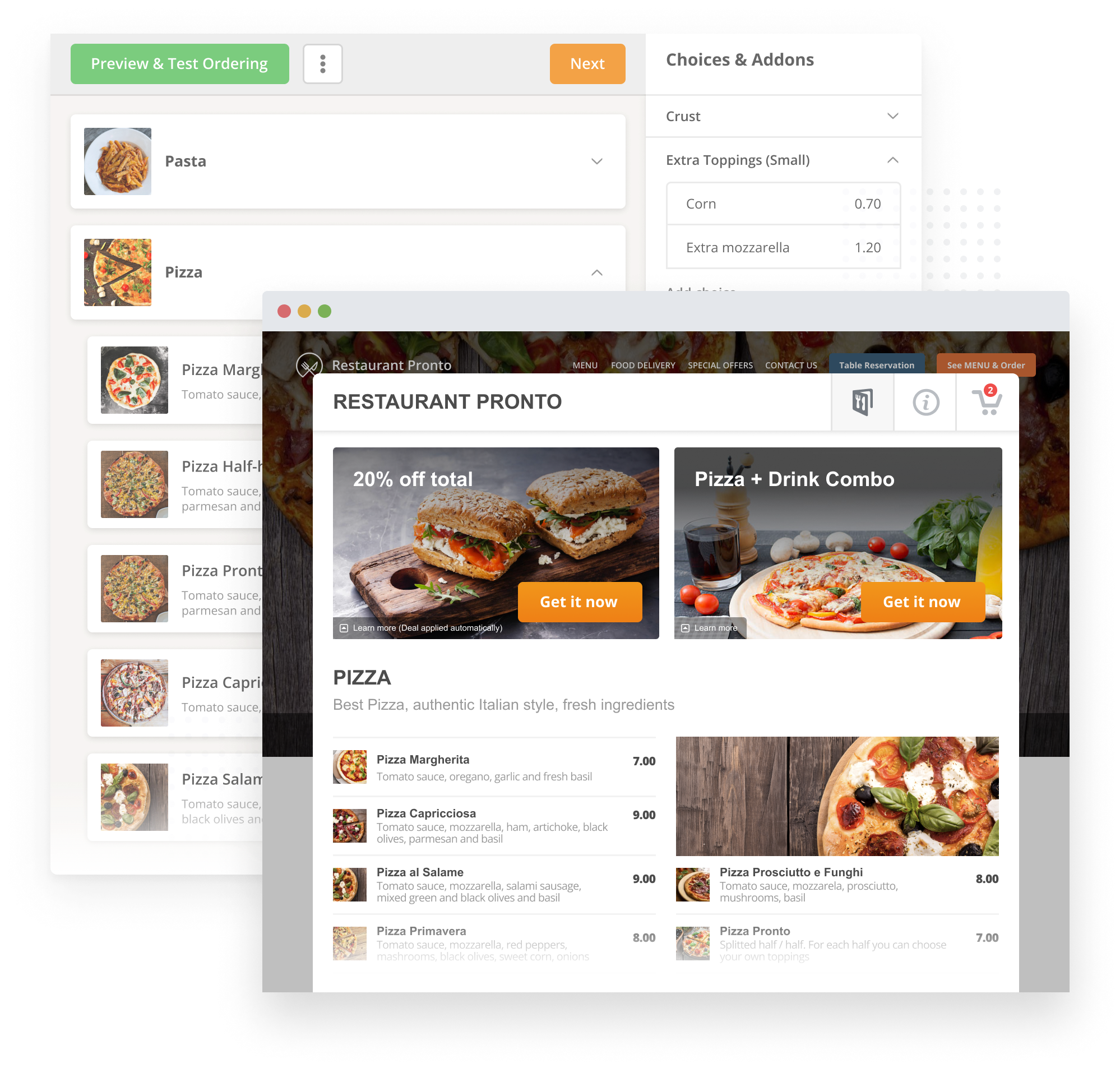 GloriaFood Online Ordering: Create Restaurant Menu