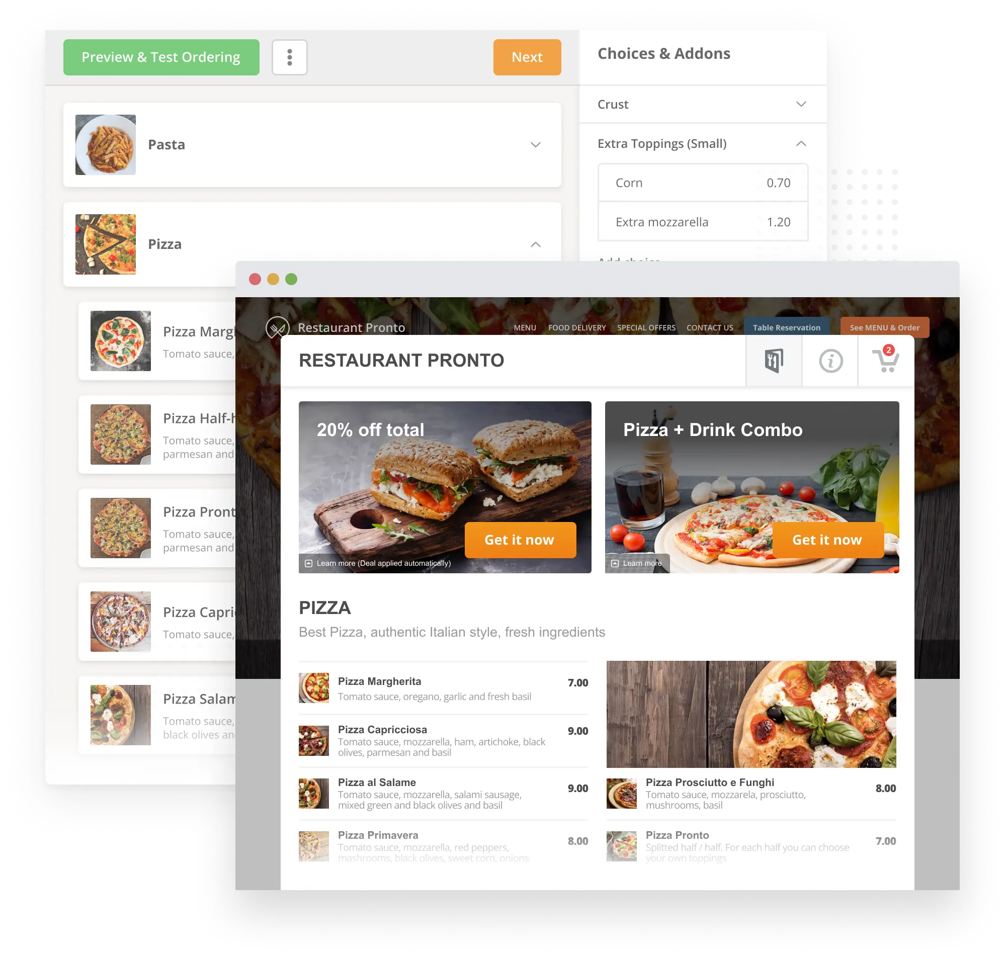 Order menu online discount