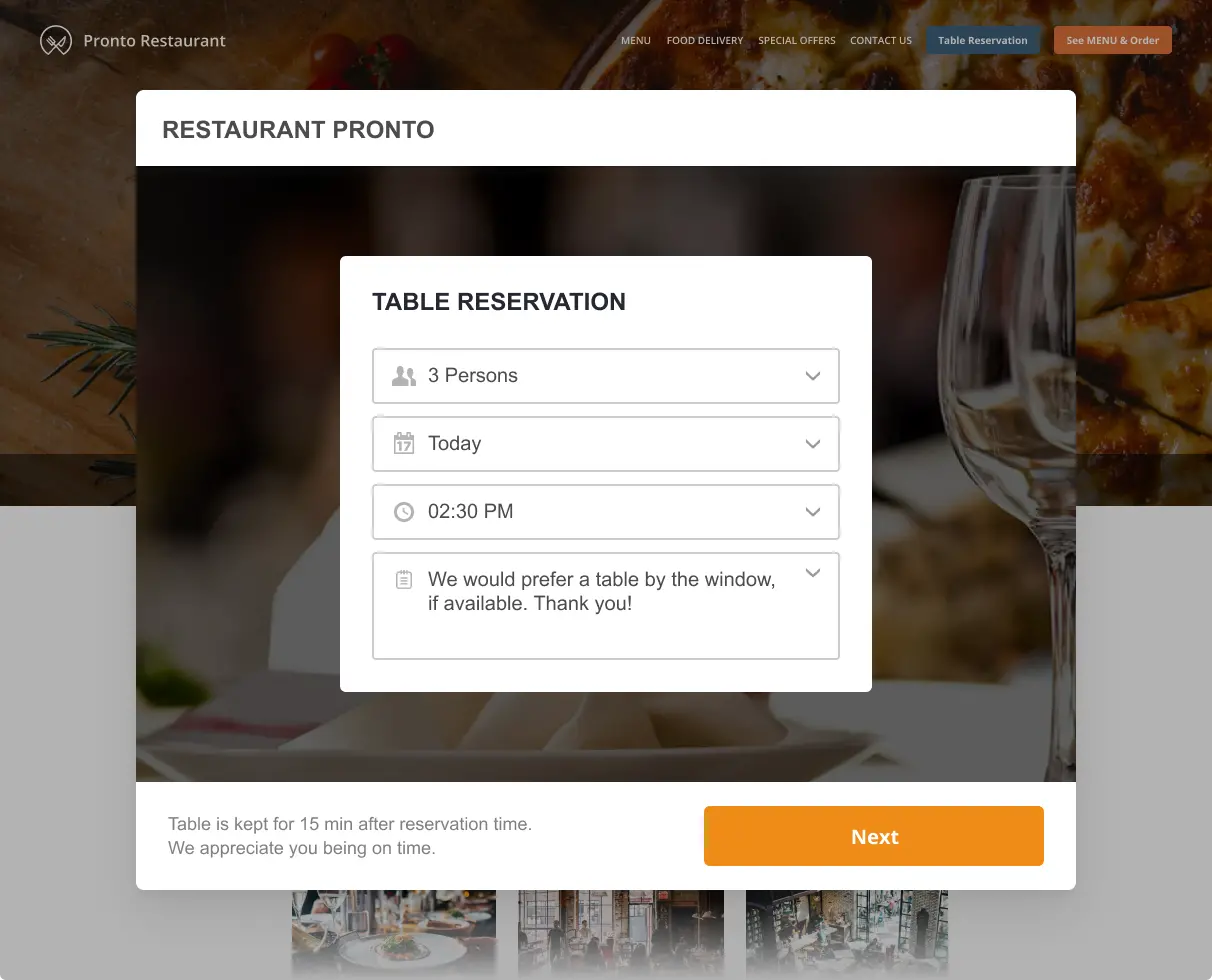 Free online restaurant reservation system