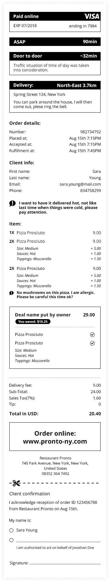 restaurant receipt example
