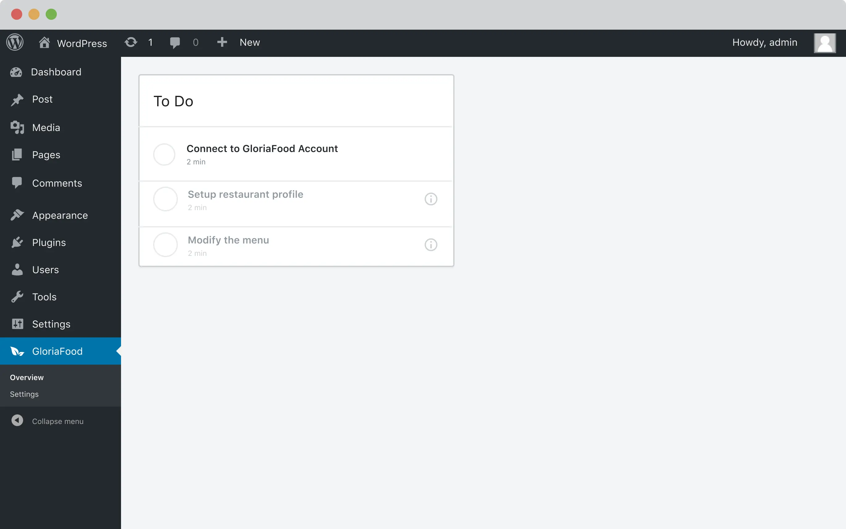Upload the food menu plugin wordpress