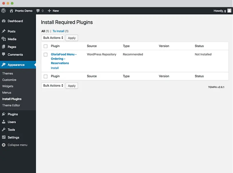 Installez les plugins Wordpress pour restaurant et importez la démo
