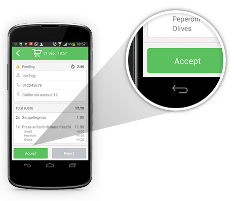 Restaurant Order Taking System: order receiving device