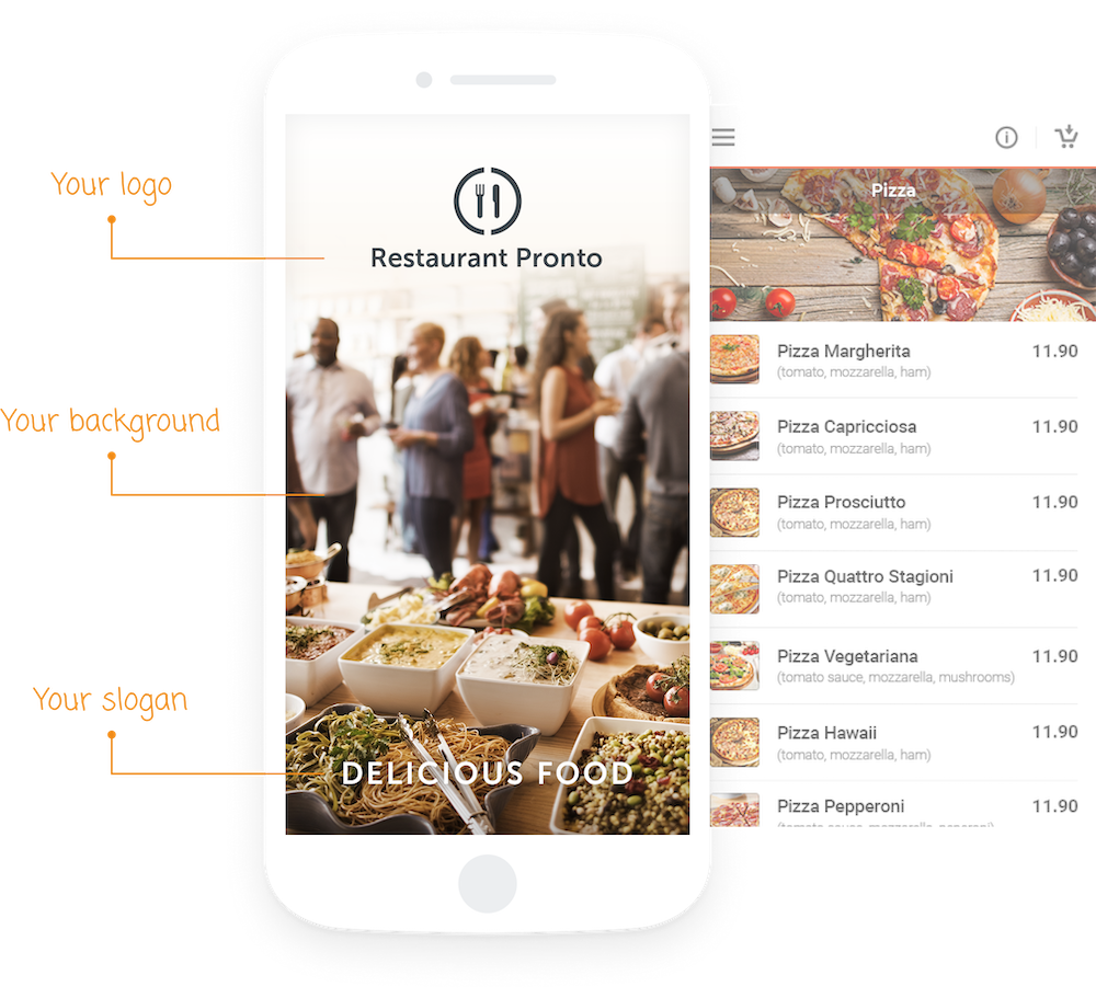 branded restaurant app with online food ordering system included
