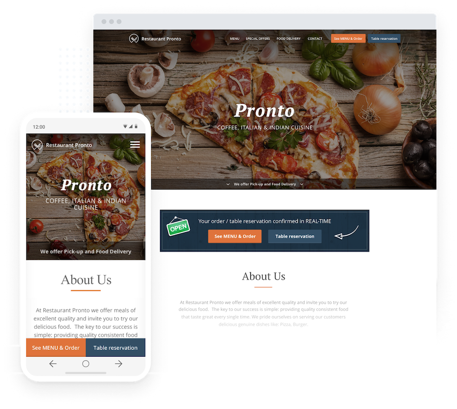 online food ordering system on restaurant website