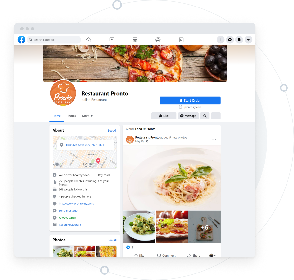 smart restaurant menu ordering system for Facebook