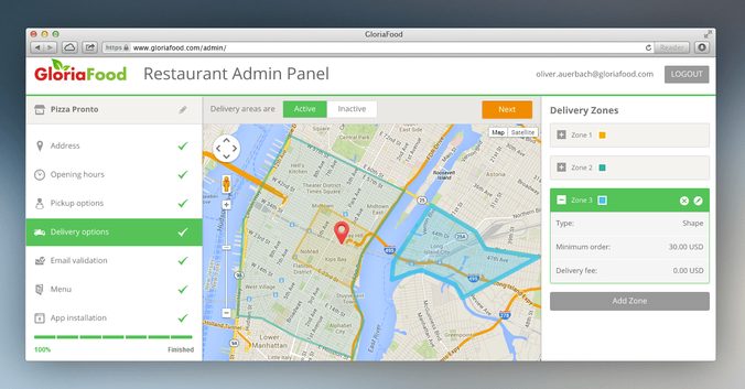 food delivery business areas