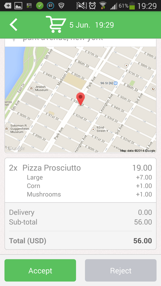 food delivery system map