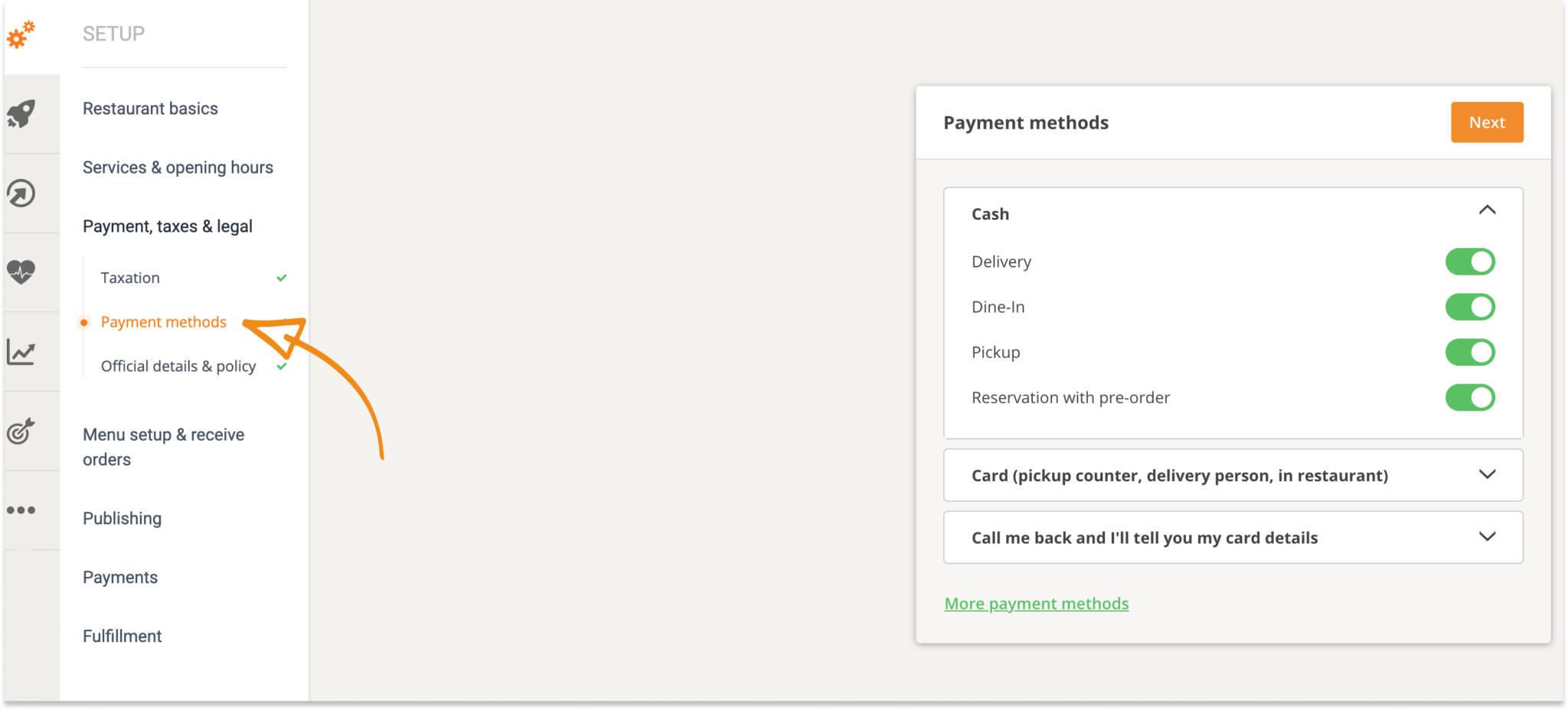 Food delivery cash payment near me