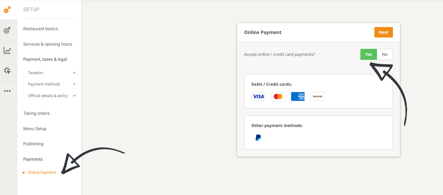 payment methods for online food orders