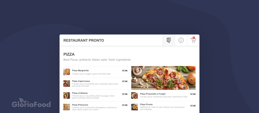 online restaurant menu with pictures