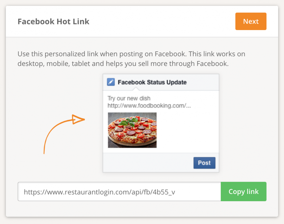 facebook hot link for ordering