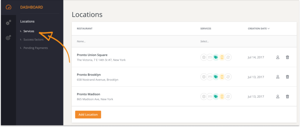 Multi-Location restaurant dashboard