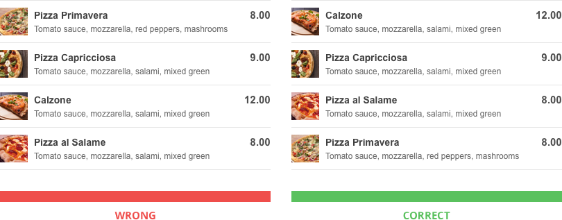 Restaurant Menu Pricing Methods: use expensive decoy food at the top