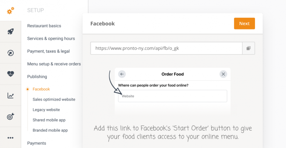 add facebook ordering system