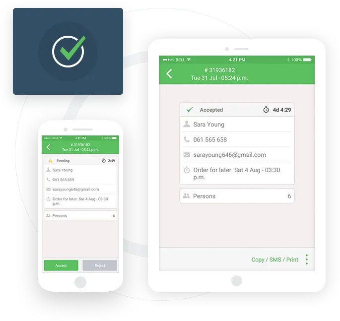 receive restaurant reservations on your own phone