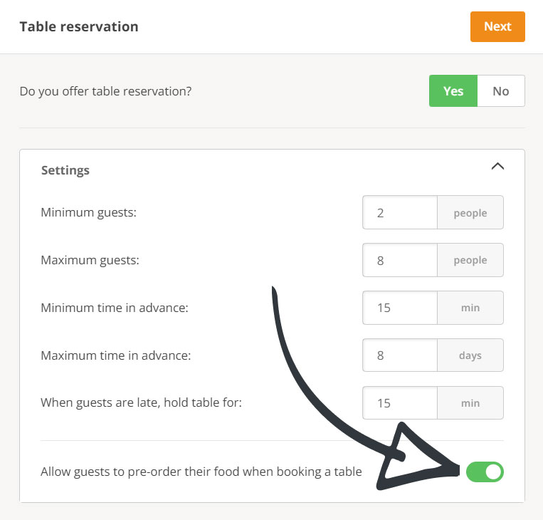 how to take table reservations