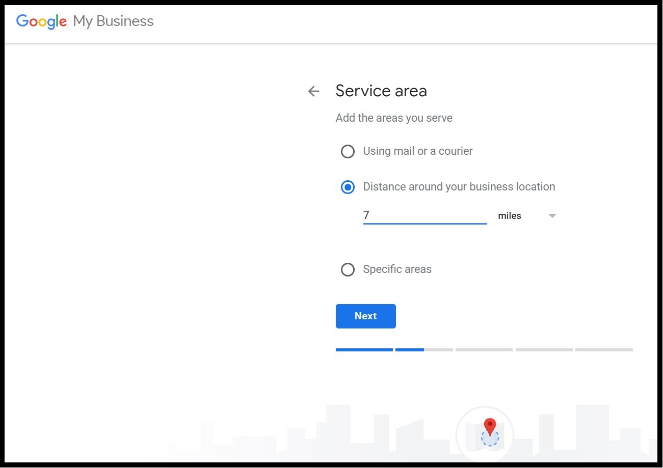 Benefits of Google My Business: adding the delivery service area so that Google can display potential customers local businesses close to them