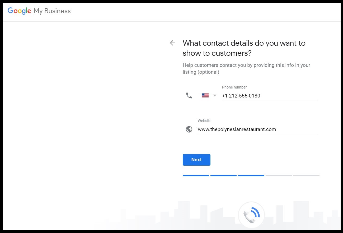 Benefits of Google My Business: entering only the relevant contact details