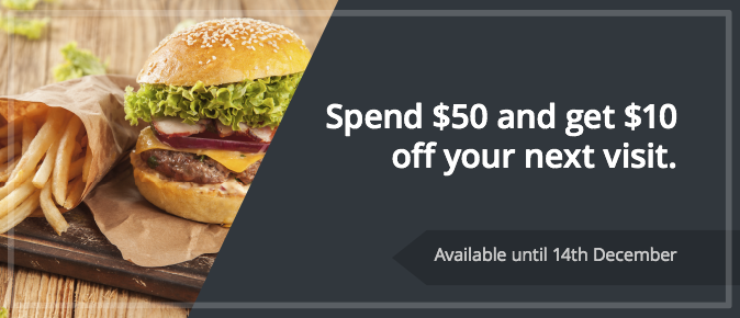 unique restaurant promotion ideas -> spend $50 and get $10 off your next visit