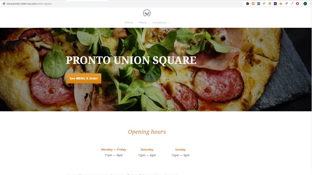 multi restaurant system template showing a multi location website