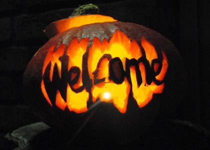 halloween themed restaurant: if you want to go above and beyond carved different messages on your pumpkins