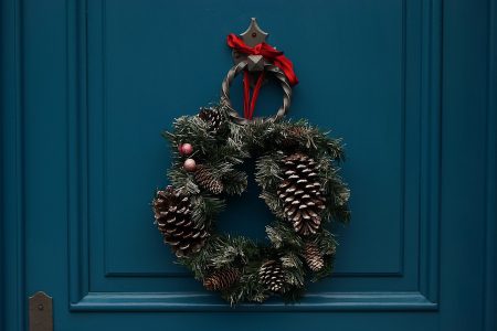 christmas wreath on door