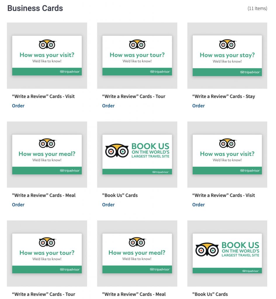 order tripadvisor business card
