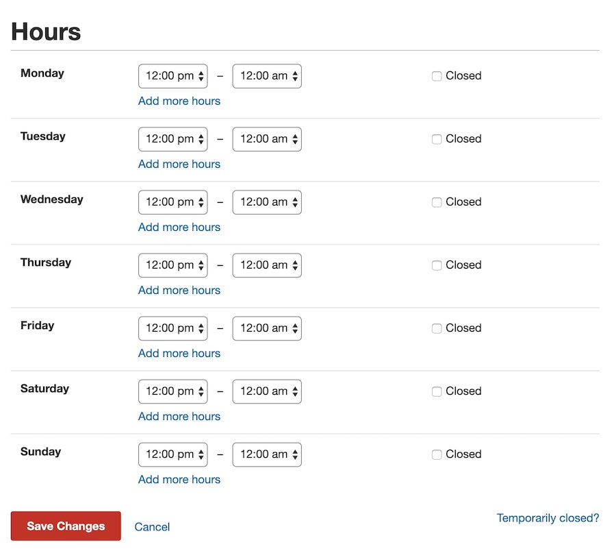 how to boost yelp reviews by adding your opening hours