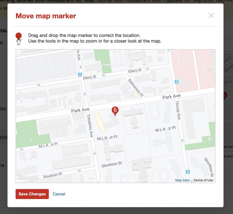 how to improve my yelp page by adding my restaurant on the map