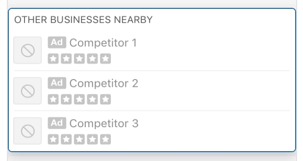 eliminate yelp competitor ads