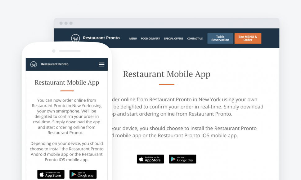 Feature your restaurant mobile app on your website