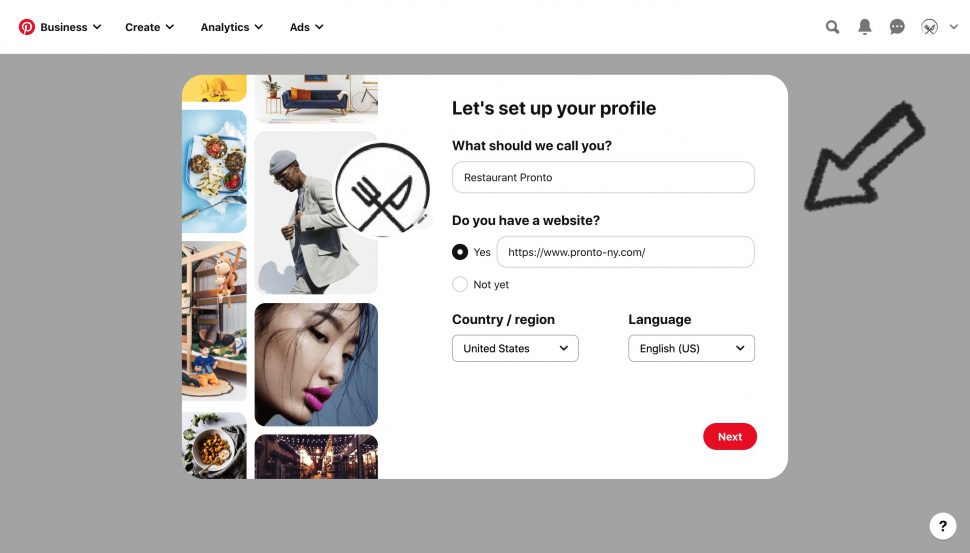 pinterest restaurant profile