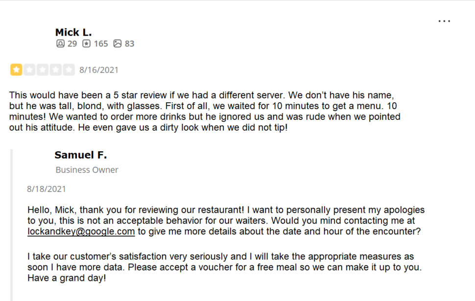 how to respond to negative restaurant reviews