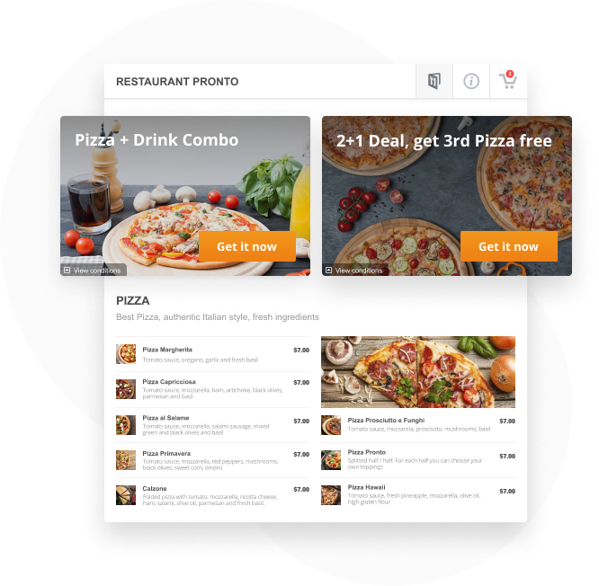restaurant app features: promotions in menu