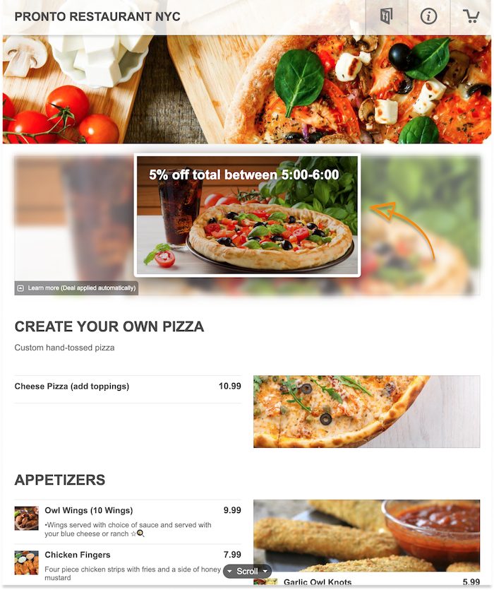 Restaurant promo shop