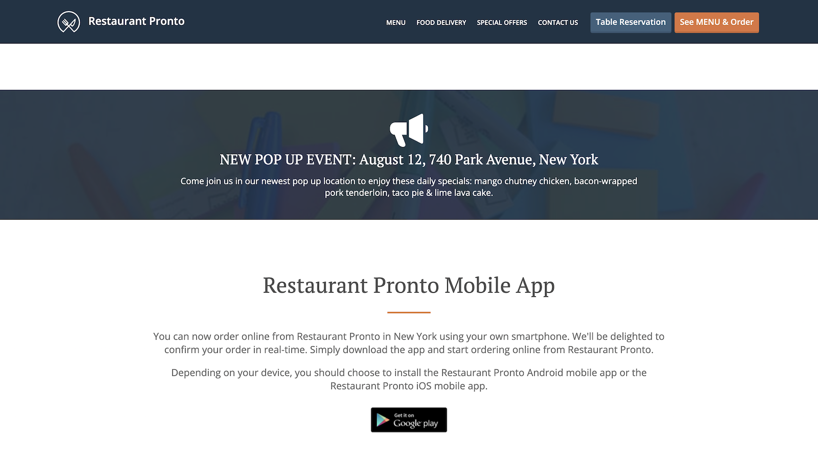 pop up restaurant examples: how to announce it on your website