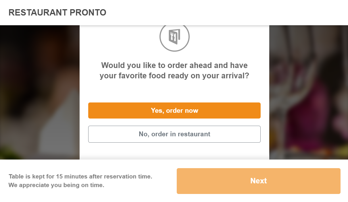 order ahead when booking table