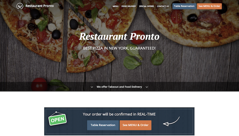 sales optimized restaurant website