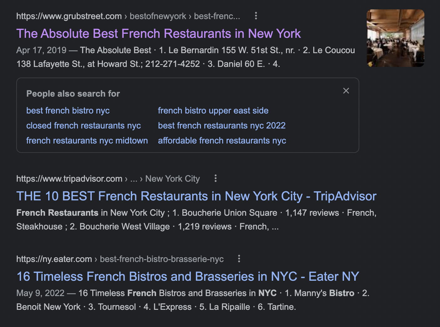 French cuisine Manhattan