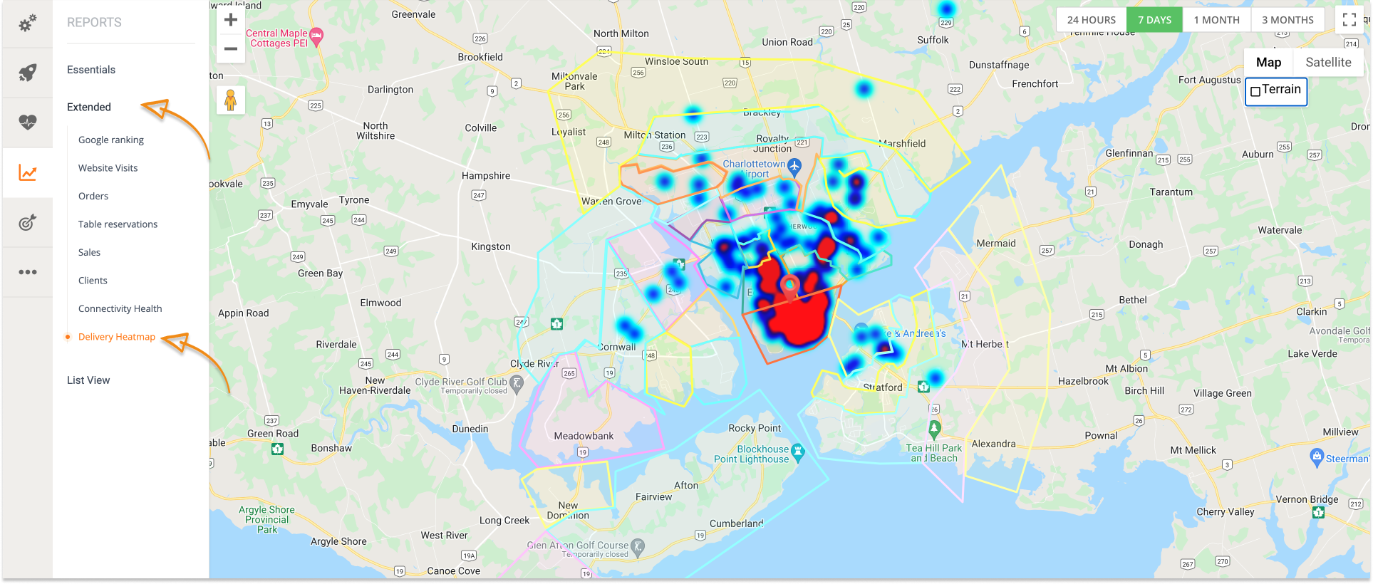 restaurant delivery heat map