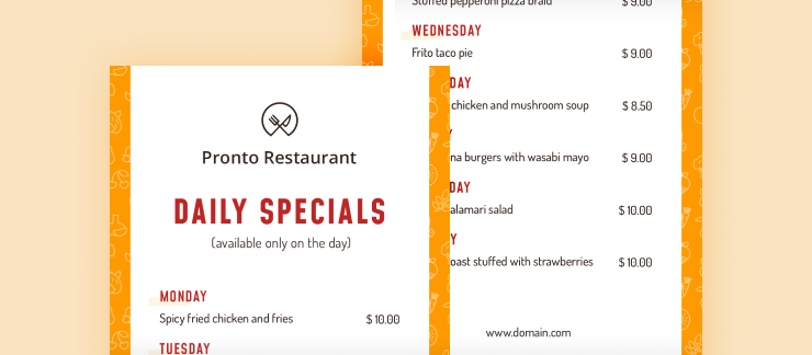 daily specials menu